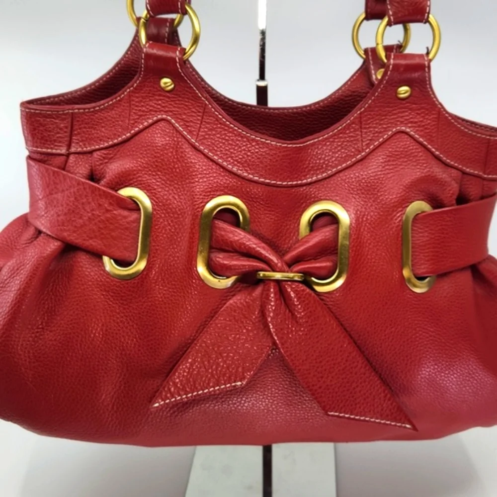 Vera Pelle Red Leather Shoulder Handbag with leather pouch - Picture 8 of 8
